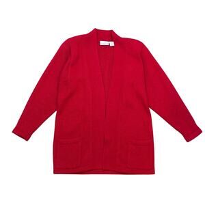 Vtg Nordstrom Town Square red cardigan Sweater Small Lambswool rabbit hair blend